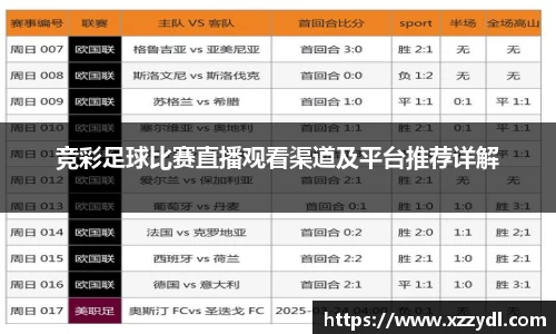 竞彩足球比赛直播观看渠道及平台推荐详解